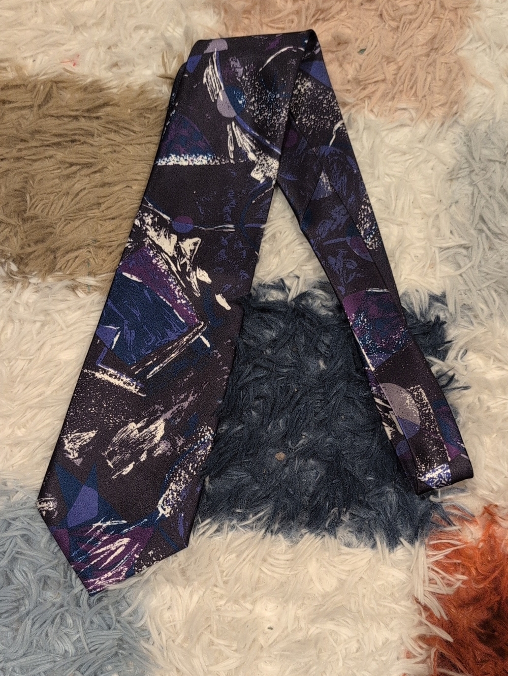David Taylor Abstract Navy and Purple Silk Tie